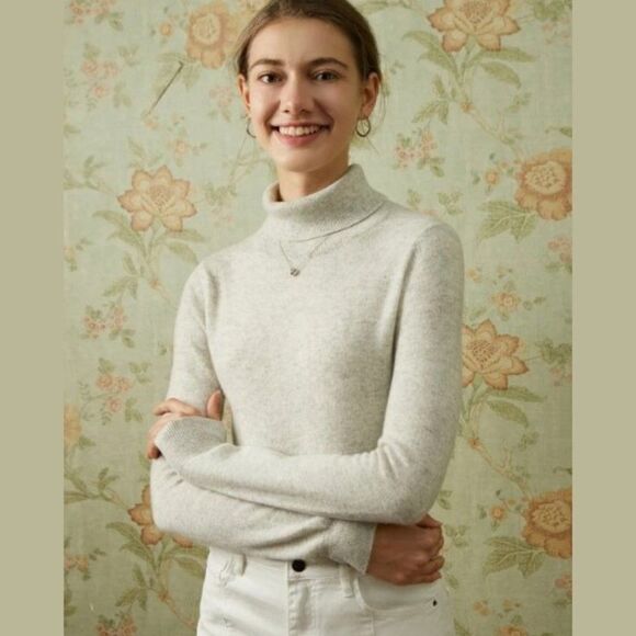 Sweaters - MOTF Women's Premium 100% Cashmere  Turtleneck Sweater - L
